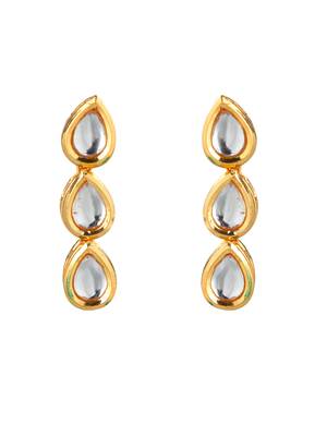 Gold plated tear drop kundan necklace set 4