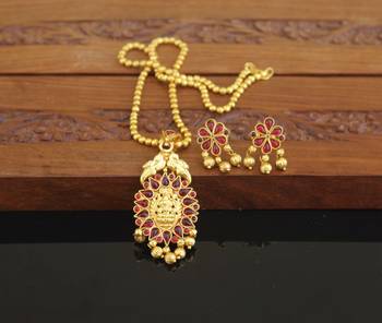 Designer gold plated temple necklace set 1