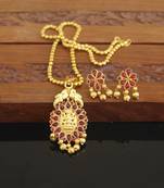 Designer gold plated temple necklace set