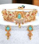 Lotus meenakari choker necklace set