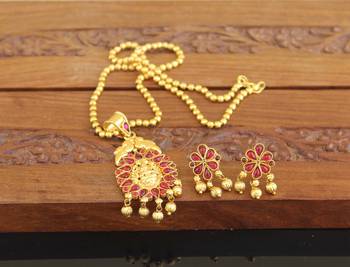 Designer gold plated temple necklace set 2