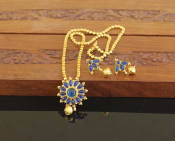 Designer gold plated kempu necklace set 1