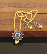 Designer gold plated kempu necklace set