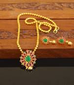 Designer gold plated kempu necklace set