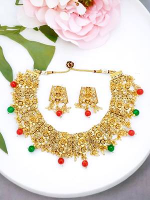 Gold plated filigree party necklace set 1