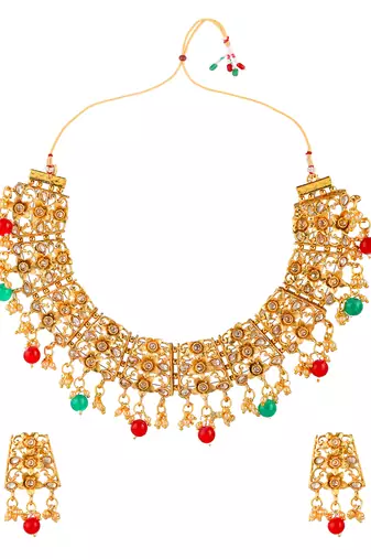 Gold plated filigree party necklace set