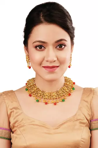 Gold plated filigree party necklace set