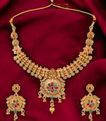 Gold plated filigree cz stone necklace set