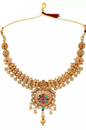Gold plated filigree cz stone necklace set