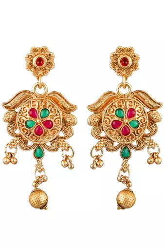 Gold plated filigree cz stone necklace set
