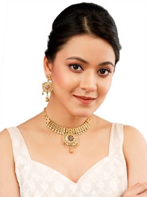 Gold plated filigree cz stone necklace set 5