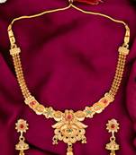 Delicate matte gold plated cz stone necklace set