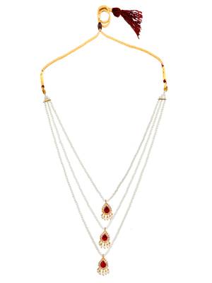 Pearl layered cz stone long necklace set 3