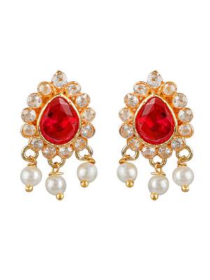 Pearl layered cz stone long necklace set 4