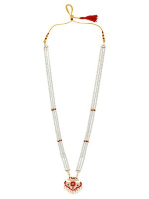 Jaipuri style pearl cz long necklace set 3