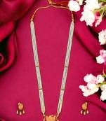 Pearl peacock cz stone long necklace set