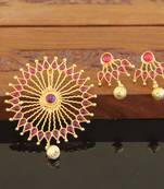 Designer gold plated kempu pendant set