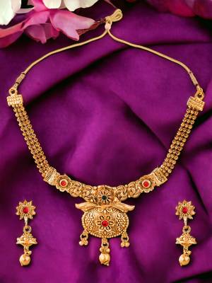 Gold plated traditional cz stone necklace set 1