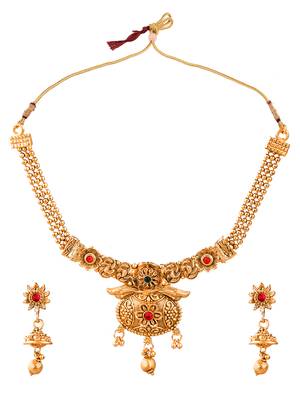 Gold plated traditional cz stone necklace set 2