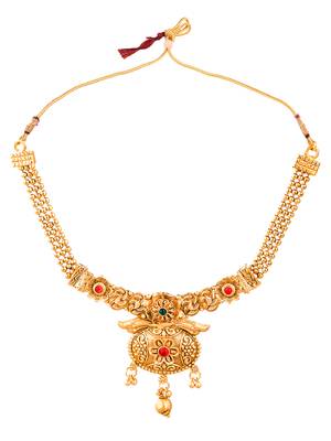 Gold plated traditional cz stone necklace set 3