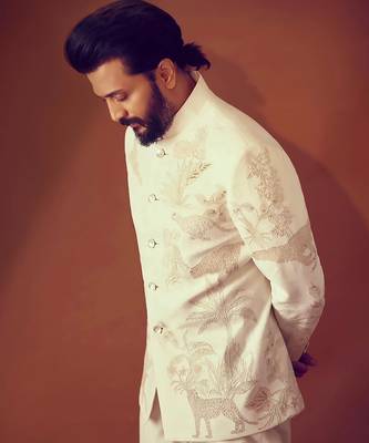 Ivory matka silk hand embroidered bandhgala 2