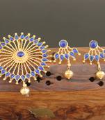 Designer gold plated kempu pendant set