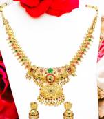 Peacock gold plated temple necklace set