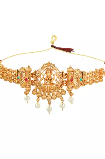 Temple traditional gold plated choker necklace set