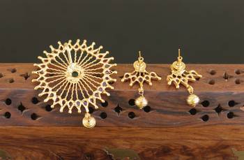 Designer gold plated kempu pendant set 2