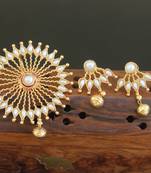 Designer gold plated pearl pendant set