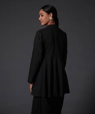 Black silk chanderi embroidered peplum set 3