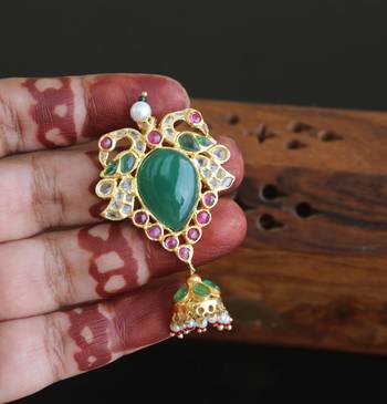 Designer gold plated kempu pendant 4