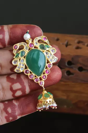Designer gold plated kempu pendant
