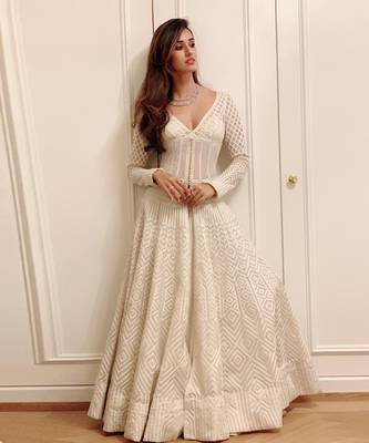 Ivory chanderi silk & net anarkali gown 1