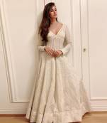 Ivory chanderi silk & net anarkali gown
