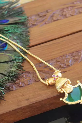 Kerala traditional gold plated temple palakka necklace
