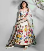 Ivory chanderi silk cotton anarkali set