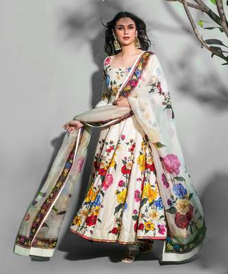 Ivory chanderi silk cotton anarkali set 2