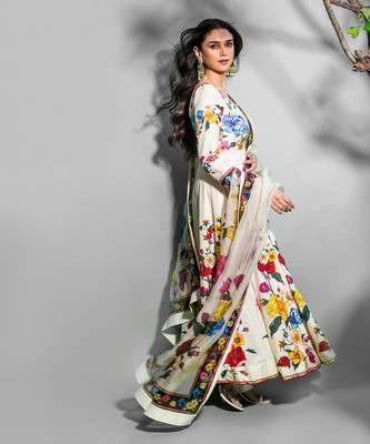 Ivory chanderi silk cotton anarkali set 3