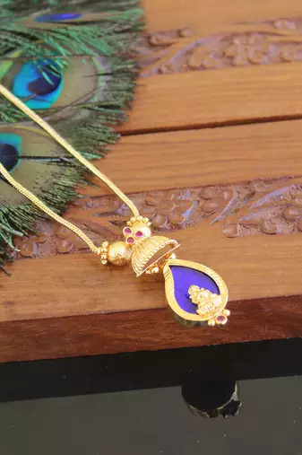 Kerala traditional gold plated temple palakka necklace