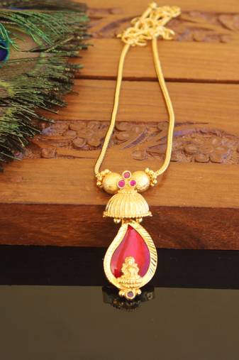 Kerala traditional gold plated temple palakka necklace