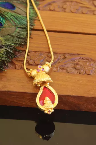 Kerala traditional gold plated temple palakka necklace