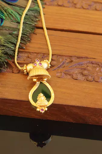 Kerala traditional gold plated temple palakka necklace
