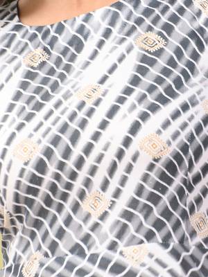 White and black rayon shibori printed ethnic dress 4