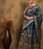 Blue Weaving Banarasi Jacquard Lehenga With Blouse 