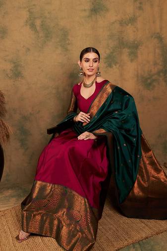 Pink Weaving Banarasi Silk Lehenga With Blouse - Ls-Mnu17688