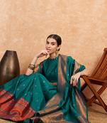Green Weaving Banarasi Silk Lehenga With Blouse 