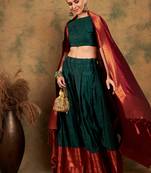 Green Weaving Banarasi Silk Lehenga With Blouse 