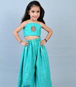 Aglare girls's indowestern palazzo set sets for girls without dupatta rama blue