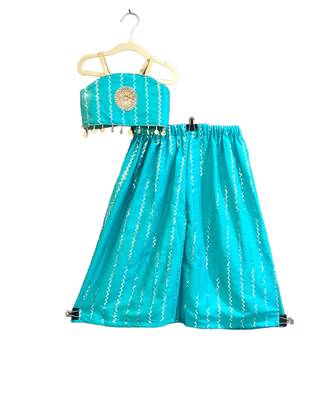 Aglare girls's indowestern palazzo set sets for girls without dupatta rama blue 4